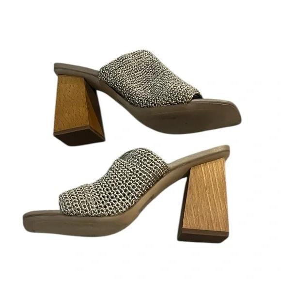 Steve Madden Taupe Realize Crochet Block-Heel Sandals Size - Picture 10 of 15